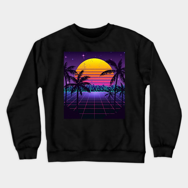 Synthwave Sunset Aesthetic Crewneck Sweatshirt by edmproject